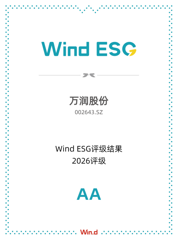 万润股份蝉联Wind ESG AA评级